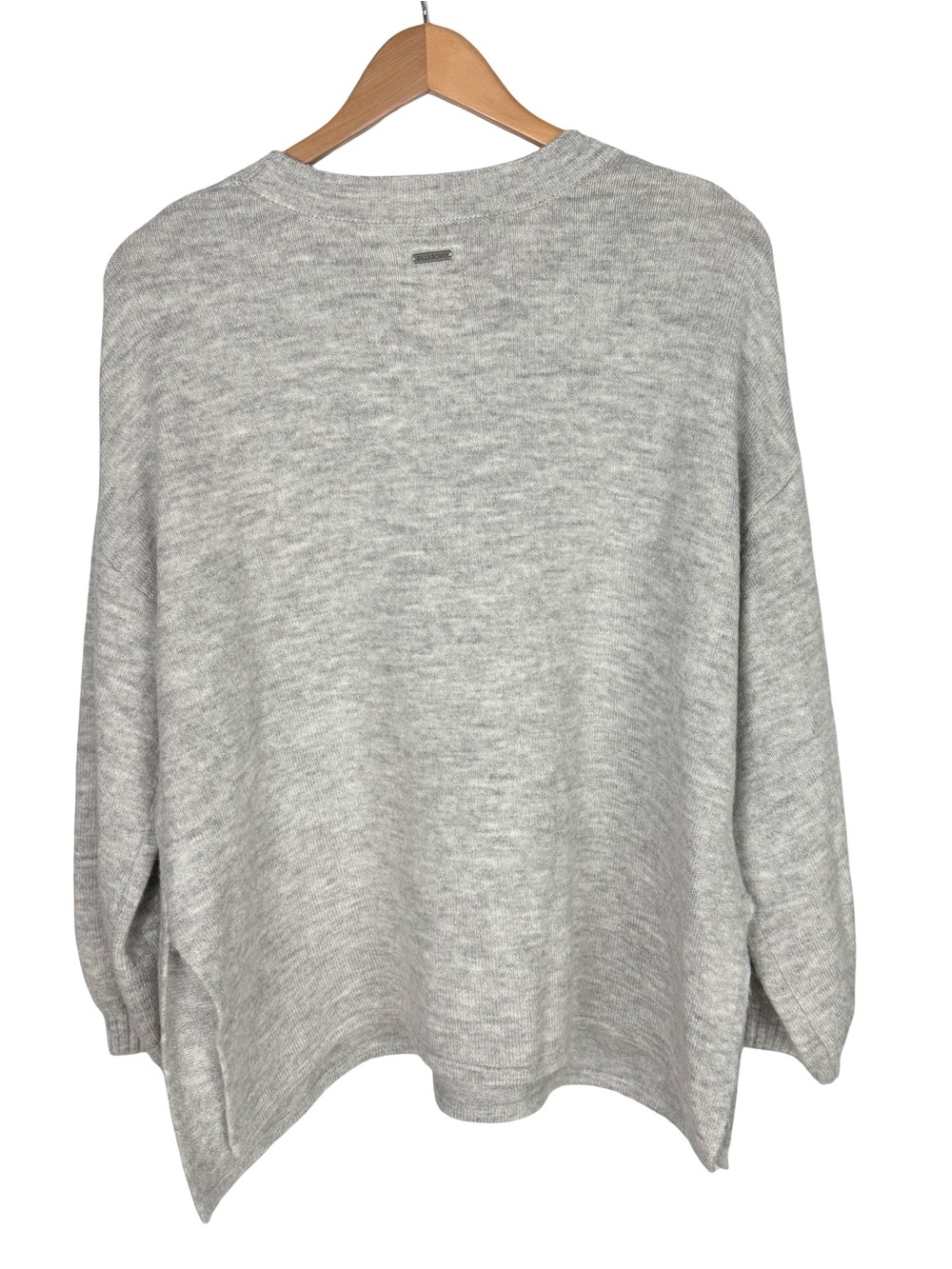 Billabong women's V-neck long-sleeve henley sweater grey oversized size L - Picture 4 of 10